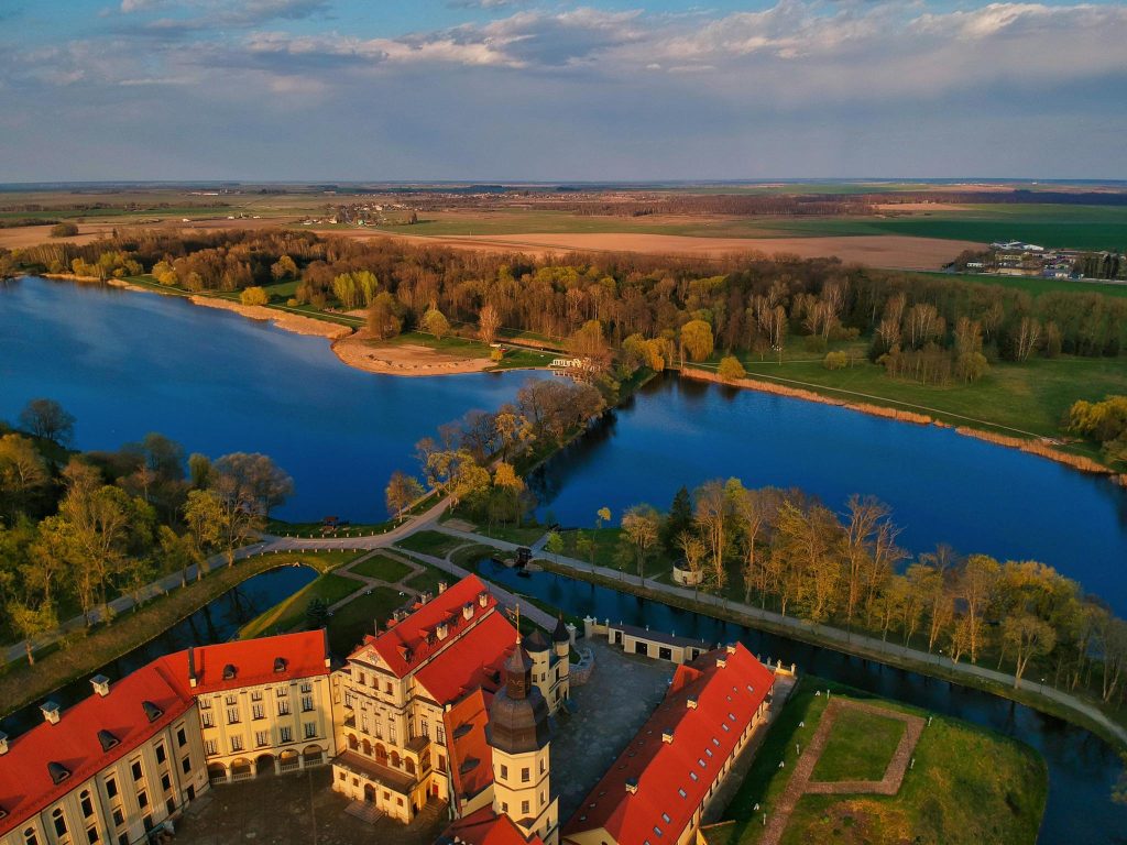 Historical castle in baroque style on riverside